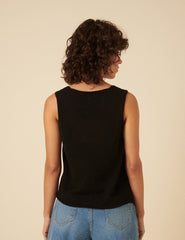 Black Tie Front Knitted Waistcoat