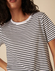 Black And White Striped Easy Fit T-Shirt