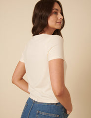 White Short Sleeve Jersey Top