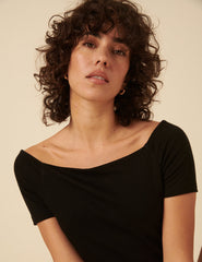 Black Bardot Top