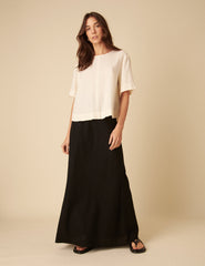 Cream Linen-blend Short-Sleeve Top