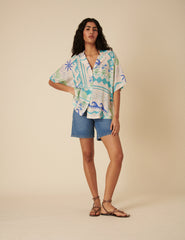 Cream Printed Relaxed Shirt