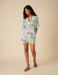 Cream Printed Relaxed Shirt