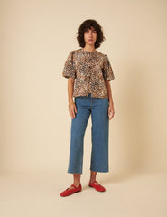 Leopard Print Tie Front Top