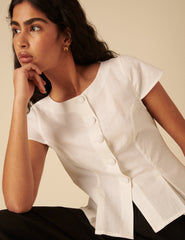 White Tailored Pleated Blouse