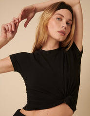 Black Ribbed Short Sleeve T-Shirt