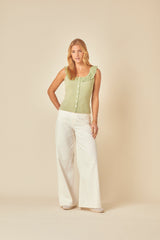 Green Frill Collar Vest Top