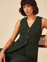 Forest Green Longline Waistcoat