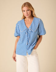 Blue Gingham Birdie Blouse