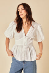 White Puff Sleeve Starlight Top