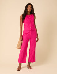 Pink Linen-blend Tailored Waistcoat