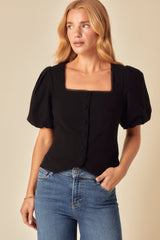 Black Puff Sleeve Top
