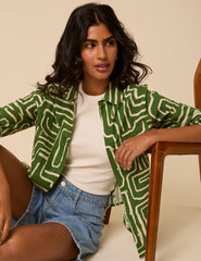 Green Abstract Print Shirt