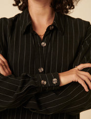 Black Pinstripe Oversized Shirt