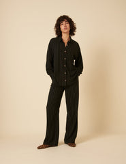 Black Pinstripe Oversized Shirt