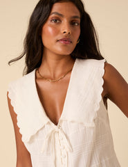 White Check Sleeveless Birdie Blouse