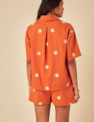 Elizabeth Scarlett Orange Embroidered Jay Shirt