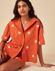 Elizabeth Scarlett Orange Embroidered Jay Shirt