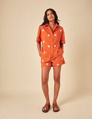 Elizabeth Scarlett Orange Embroidered Jay Shirt