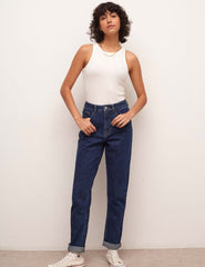 Mid Rise Mom Jean Mid Wash