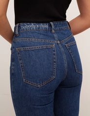 Mid Rise Cropped Straight Jean Ripped Indigo