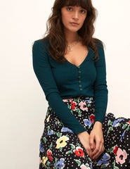 Safron Floral Emerald Skirt