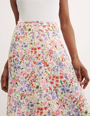 Multi Emilia Button Front Midi Skirt