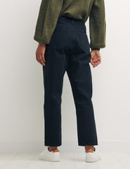 The Straight Cropped Jean in Washed Black