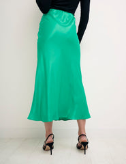 Green Mila Satin Slip Skirt