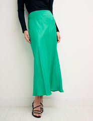 Green Mila Satin Slip Skirt