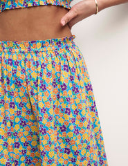 Retro Floral Willow Midi Skirt