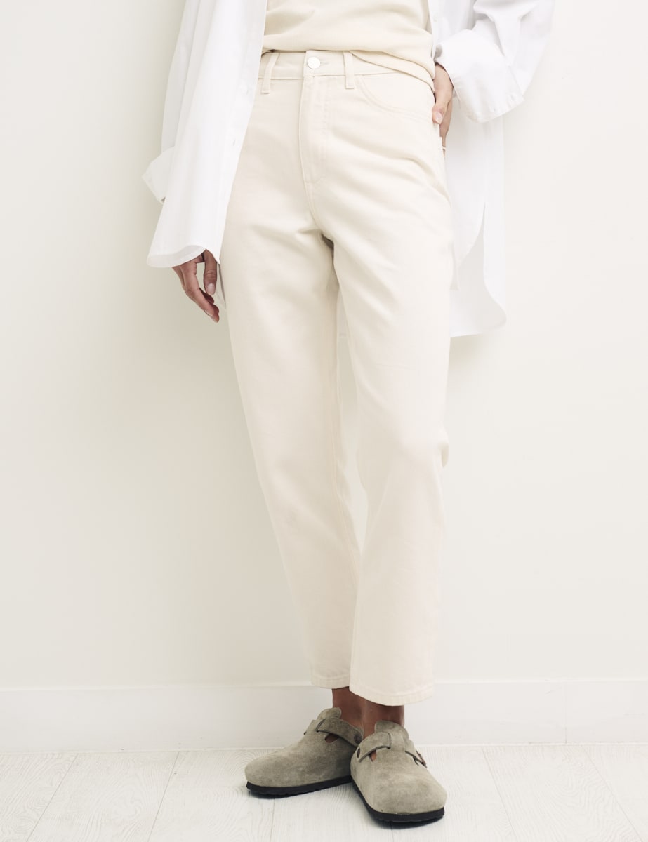 Cream Wide Leg Jeans