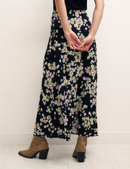 Black Floral Sadie Midi Skirt