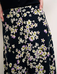 Black Floral Sadie Midi Skirt