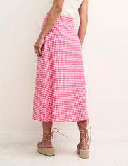 Pink Gingham Sadie Midi Skirt