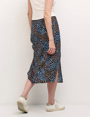 Black Speckle Print Sara Midi Skirt