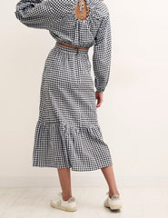 Black/White Gingham Bianca Midi Skirt