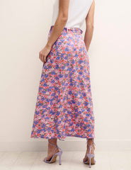Pink Floral Aurelia Midi Skirt
