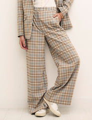 Wide Leg Check Trousers