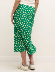 Green Sicilian Lemon Print Sara Midi Skirt
