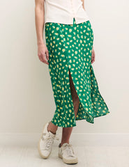Green Sicilian Lemon Print Sara Midi Skirt