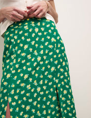 Green Sicilian Lemon Print Sara Midi Skirt
