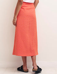 Pink & Orange Gingham Midi Skirt