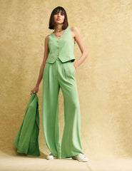 Fearne Cotton Green Tailored Linen-blend Trousers