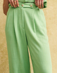 Fearne Cotton Green Tailored Linen-blend Trousers