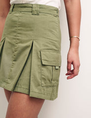 Khaki Green Cargo Utility Mini Skirt