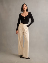 Cream Cord Wide Leg Cord Trousers