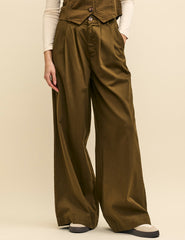 Khaki Green Relaxed Tailored Twill Trousers