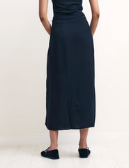 Black Side Slit Tara Midi Skirt