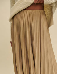 Beige Pleated Midaxi Skirt